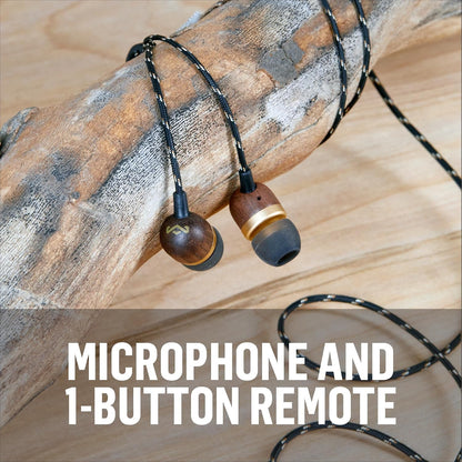 Smile Jamaica AUX Wired Earbuds with Microphone, Noise-Isolating In-Ear Headphones, Tangle-Resistant Cable, 3.5Mm Jack Sustainable (Brass)