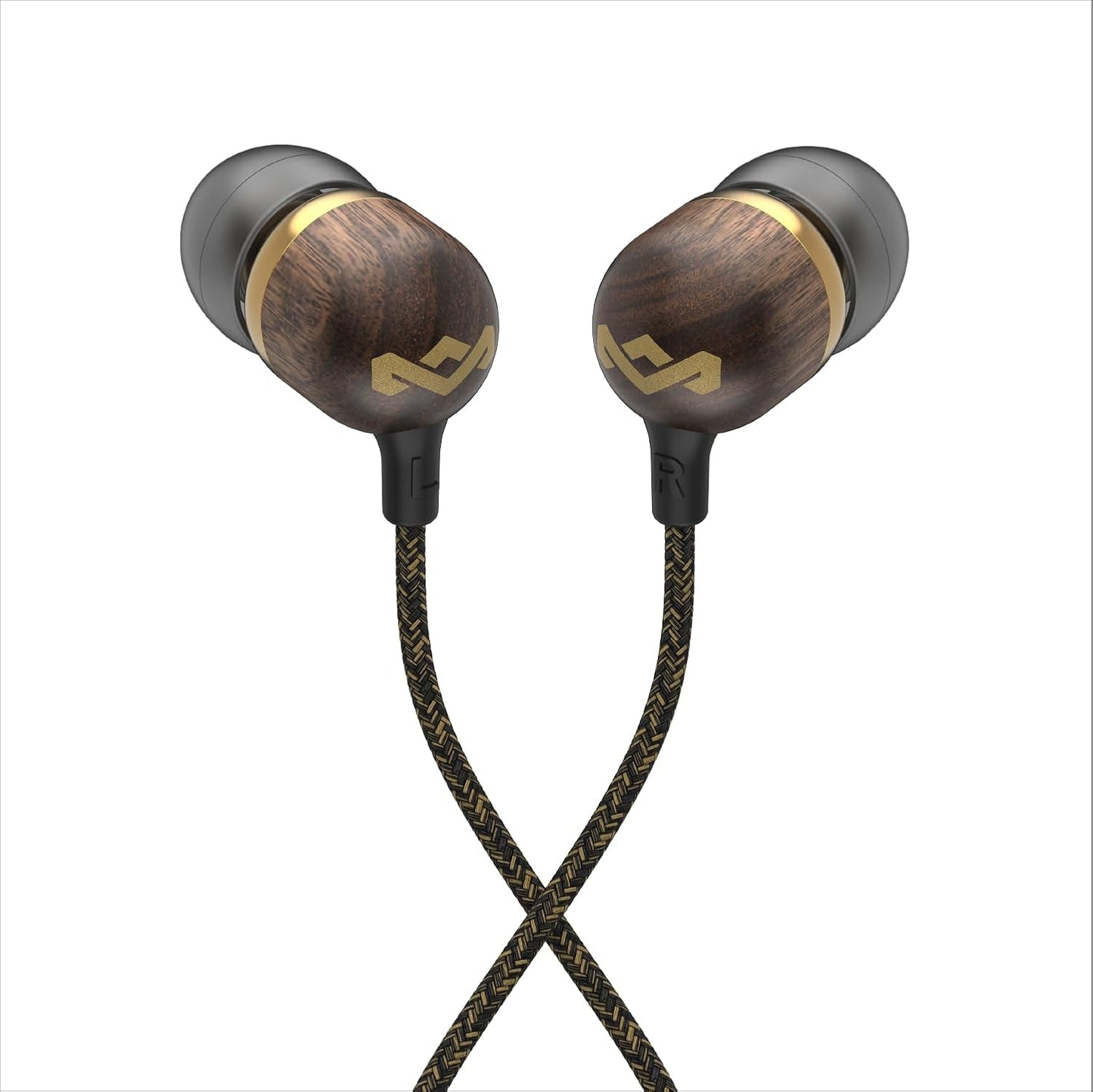Smile Jamaica AUX Wired Earbuds with Microphone, Noise-Isolating In-Ear Headphones, Tangle-Resistant Cable, 3.5Mm Jack Sustainable (Brass)